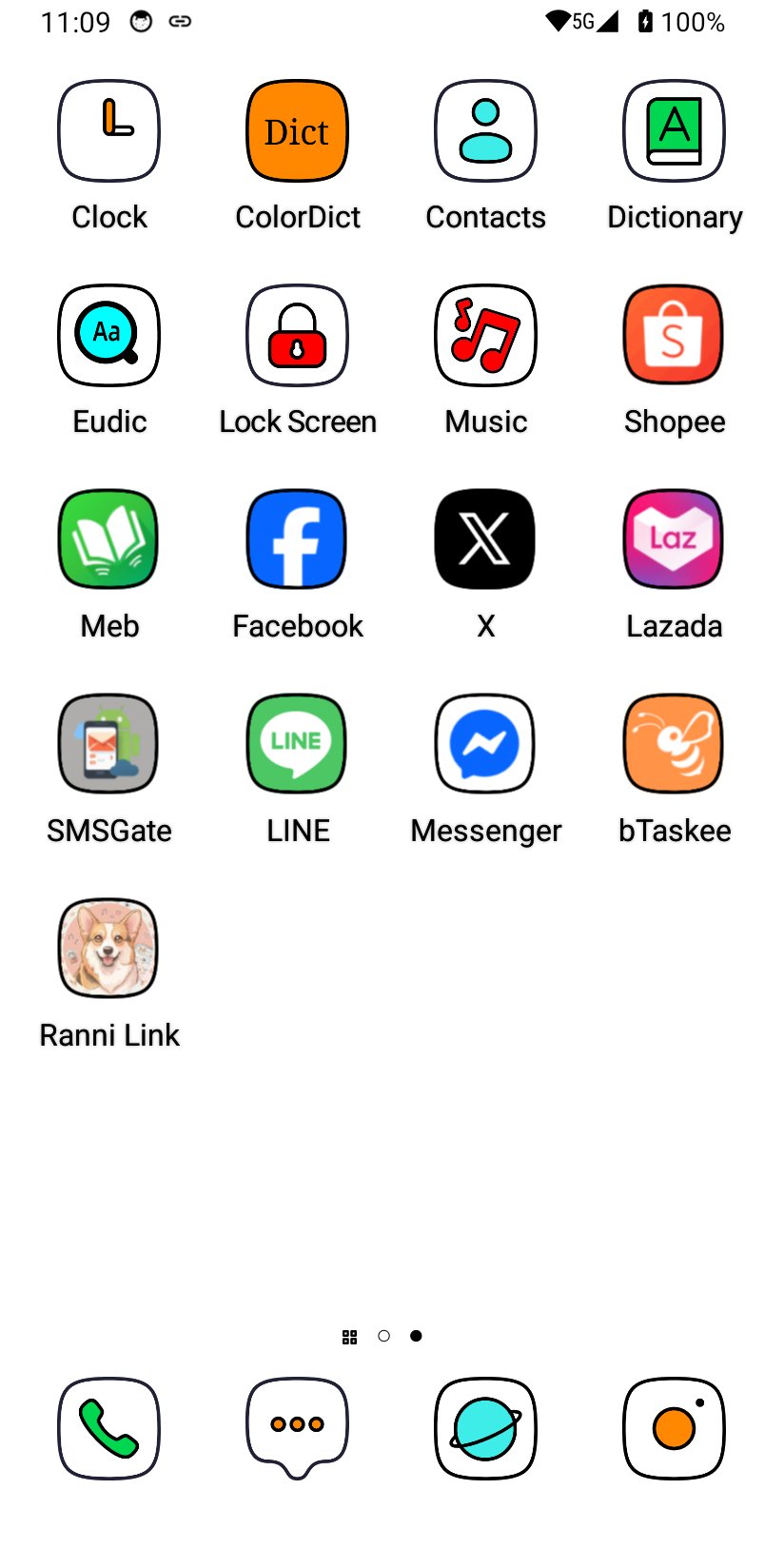 the phone · 11:09, 5G in the status bar, Ranni Link on the home row